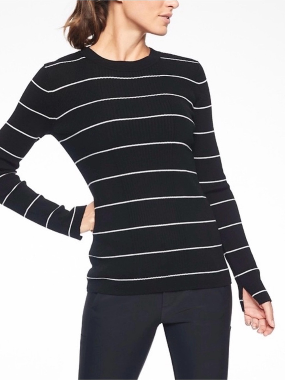 Athleta Bayside Stripe Ribbed Sweater